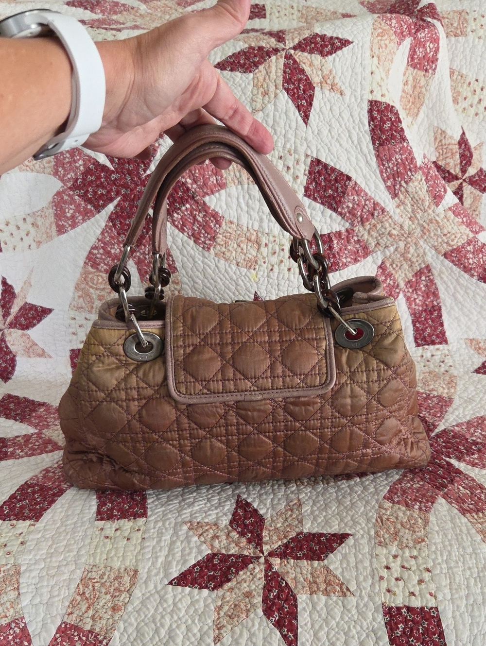 Dior Cannage Shoulder Bag in Pink and Brown Tones Ombre - Picture 7 of 16